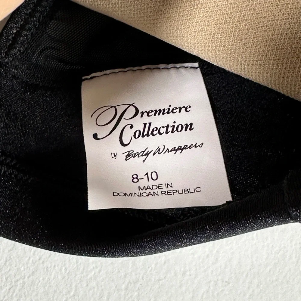 Body Wrappers Premiere Black Mesh Long Sleeve Keyhole Dance Crop Top 12-14‎